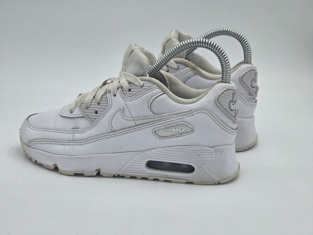 Nike Air Max 90 LTR GS Triple White Girls Sneakers Size 3Y CD6864-100